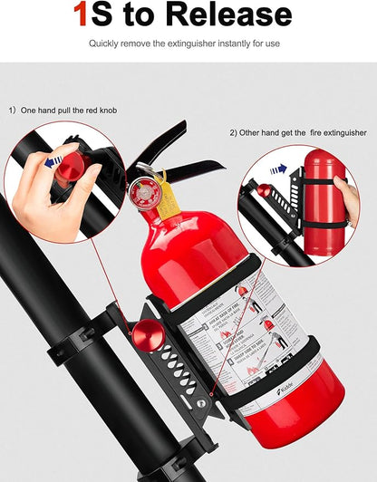 Quick Release UTV Fire Extinguisher Mount Kits, Adjustable Roll Bar Fire Extinguisher Holder Bracket Easy Install on 1.75"-2" Roll Cage, Compatible with Polaris RZR/Can Am X3/Jeep Wrangler