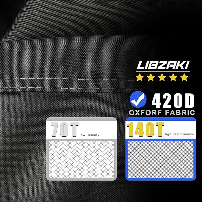 LIBZAKI Grill Cover 420D Waterproof, Weather Resistant, Rip-Proof, Anti-UV, Fade Resistant,Gas Grill Cover for Weber,Char Broil,Nexgrill Grills, etc.52 inches-Black