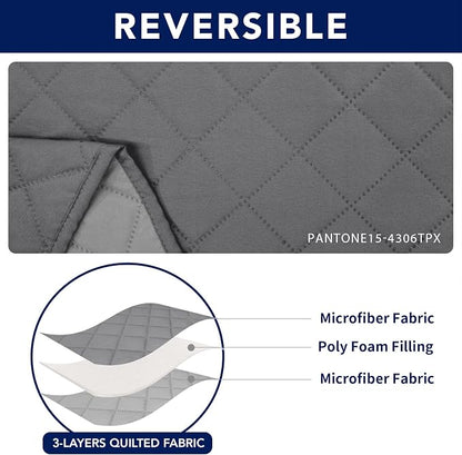 PureFit Water Resistant Reversible Loveseat Recliner Couch Cover for Double with Console – Non Slip Split Sofa Cover, Washable Reclining Cover for 2 Seat Recliner (2 Seat, Gray/Light Gray) | Double with Console, Non Slip Split Sofa Cover, Washable Recl...