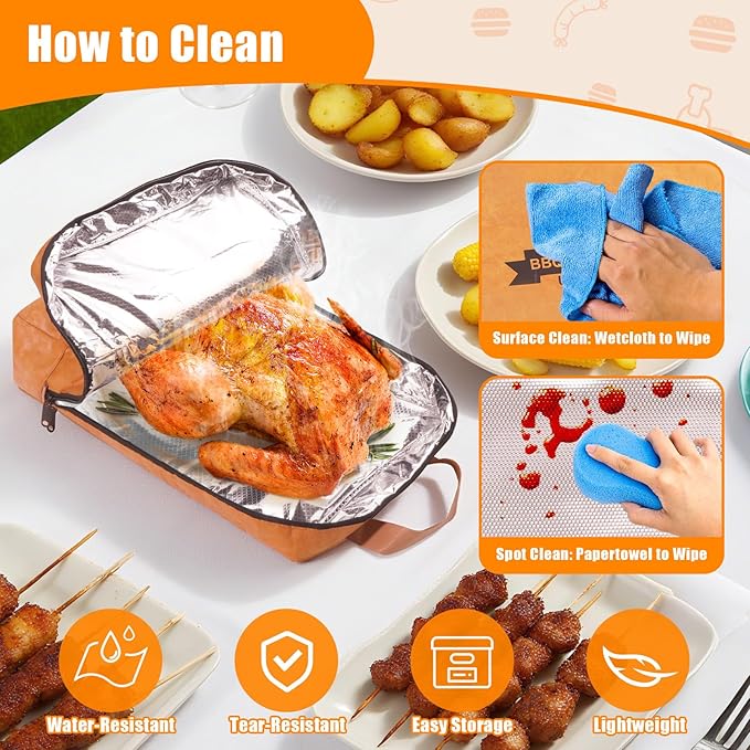 BBQ Blanket for Resting Meat – Reusable 4-Layer Insulated Meat Resting Bag with Wide Mouth & Reinforced Handle, Designed for Large Brisket, Pork Shoulder, Turkey – Ideal Gift for BBQ Lovers