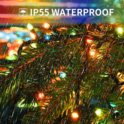 Color Chang Christmas Lights, Christmas String Lights | 105FT 300 LED End to End Connected 9 Modes Timer Remote for Outdoor Indoor Trees, Garden, Party (Warm White + Multicolor)