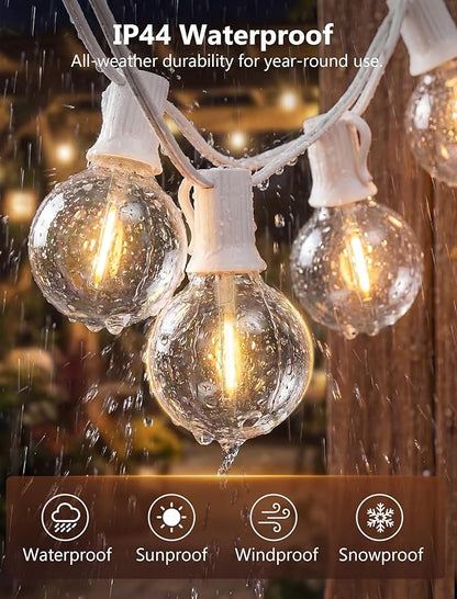 100FT G40 LED White String Lights Outdoor, Connectable Patio Globe String Lights with 52 Shatterproof LED Bulbs, Waterproof Backyard Hanging Lights for Wedding Porch Garden Bistro Deck Balcony Decor