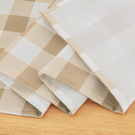 Classic Gingham Plaid Tablecloth Fabric - Rectangular 58x102 Inch Water Resistant Checked Table Cloth for Indoor/Outdoor Use - Table Cover for Kitchen, Picnics, Gardens, and Parties