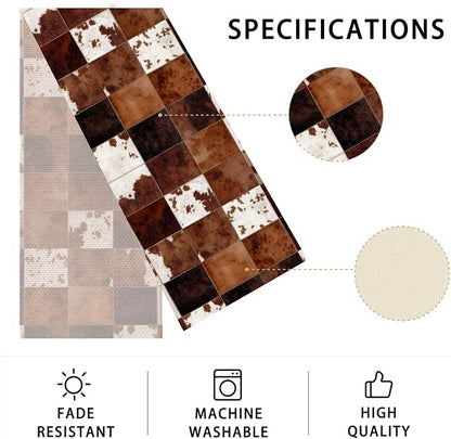 Cowhide Table Runner,Dining Decor for Kitchen Coffee Table Family Dinners Holiday Parties Wedding Events Decor(13x72 inch)