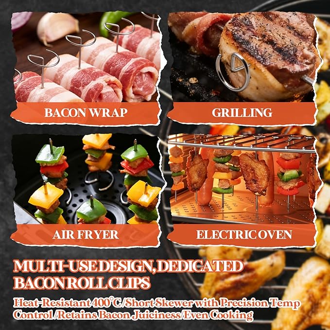 36 Pack 16.3in/14in/3.9in Stainless Steel Kabob Skewer for Grilling, Bacon Skewers, Metal Barbecue Skewers, Large and Mini BBQ Sticks for Baking, Camping, Family Gatherings