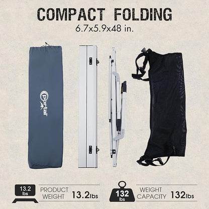 Portal Camping Table Portable Foldable with Adjustable Legs, Aluminum Folding Table Roll Up Table with Carrying Bag for Outdoor, Beach, Picnic, Backyards, BBQ and Party, Silver, Big
