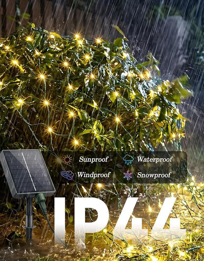 21x5FT Solar Christmas Net Lights Outdoor Waterproof with Remote | 360LED 8 Modes Solar & USB Powered Mesh Lights with Green Wire for Gazebo, Bush, Garden Shrubs, Lawn, Patio Decor, Warm White