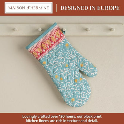 Maison d'Hermine Oven Gloves 100% Cotton Oven Mitt (7" x 13", Pack of 1) | With Loop Heat Resistant BBQ Cooking Gloves Baking Kitchen Handling Hot Pans Thanksgiving Christmas - Carpo