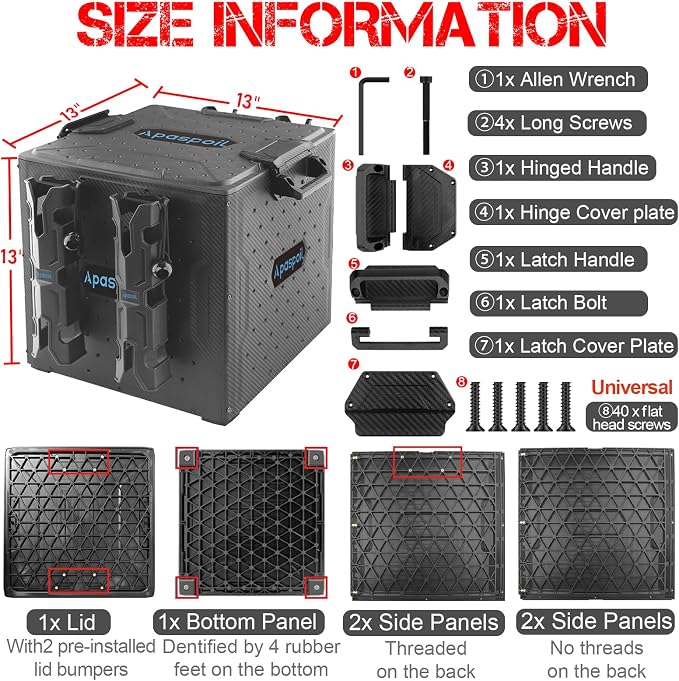 Kayak Fishing Crate with 4 Rod Holders | 13"x13" Kayak Tackle Storage Box & Gear Organizer | Durable, Compact Kayak Crate Storage for Most Fishing Kayaks