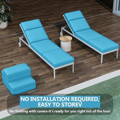 Chaise Lounge Cushions Outdoor, 72 x 21 x 4 Inch Lounge Chair Cushions for Outdoor Furniture - Waterproof Lounge Patio Replacement Cushion, 4In Fade-Resistant ThickPatio Chaise Lounge Cushion