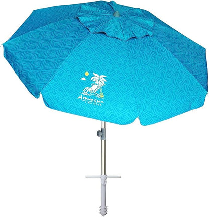 AMMSUN 7ft Heavy Duty High Wind Beach Umbrella with Sand Anchor & Tilt Sun Shelter UV 50+ Protection Outdoor Sunshade Umbrellas Carry Bag for Patio Garden Pool Backyard Teal