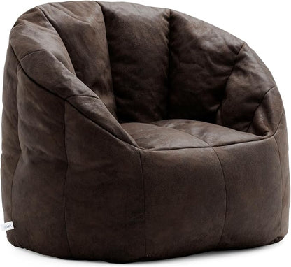 Big Joe Milano Large Bean Bag Chair for Kids, Teens, Adults, Espresso Blazer, Lightweight Seat for Reading Nook and Gaming Vegan Leather, 3.5 foot Refillable