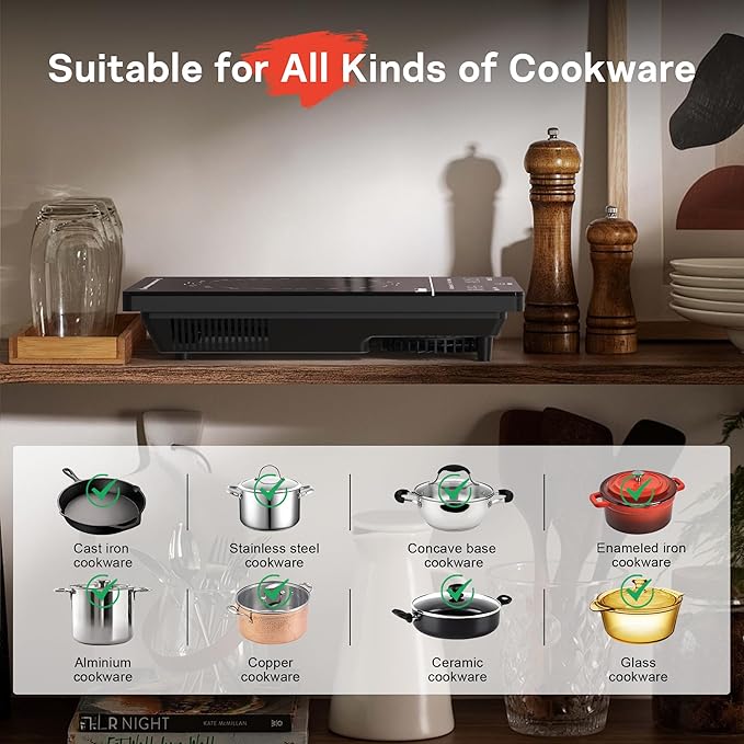 Single Burner Electric Cooktop, Portable Electric Stove One Burner, 1800W Ceramic Cooktop with Touch Control, Child Safety Lock, 4 Hour Timer, Overheat Protection, 110V - 120V Plug in