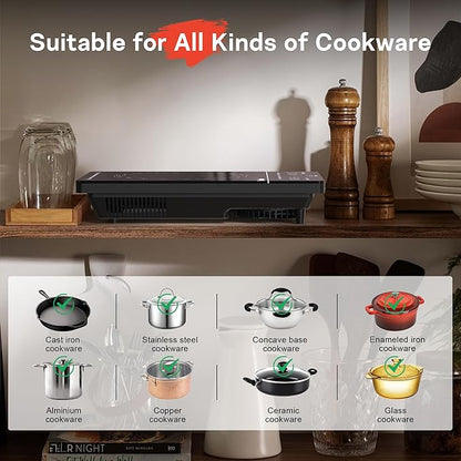 Single Burner Electric Cooktop, Portable Electric Stove One Burner, 1800W Ceramic Cooktop with Touch Control, Child Safety Lock, 4 Hour Timer, Overheat Protection, 110V - 120V Plug in