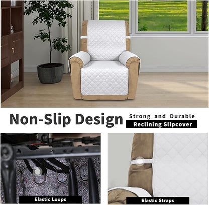 Easy-Going Reversible Couch Cover, Recliner 22 in, White/White | Machine Washable Slipcover For Dogs, Water Resistant Furniture Mat For Living Room, Non-Slip Sofa Cover, Pet Friendly