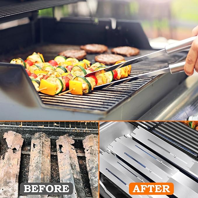 GasSaf Adjustable Grill Heat Plates Extend from 13.5" to 25" L, Longer Than 21" Heat Shield, Universal Replacement Parts for Expert Grill Parts, Charbroil Brinkmann Dyna-Glo Nexgrill Burner Covers