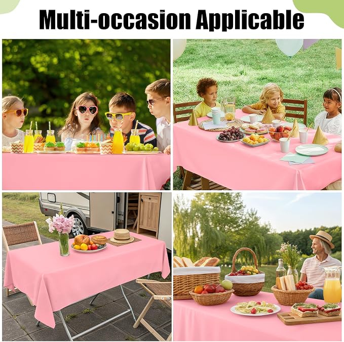 Smiry Disposable Table Cloth - 10 Pack, 54 x 108 Inch Waterproof Rectangle Tablecloths for Easter Party, Valentines & Mothers Day Decorations, Decorative Plastic Table Cover, Leakproof & Sturdy, Peach