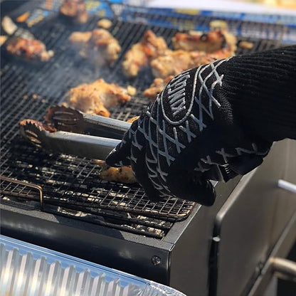 Kingsford Heat Resistant BBQ Grill Gloves, Aramid Fiber and Silicone Grip, Five Finger Gloves for Grilling, Baking, Frying, Smoker and Fire Pit Outdoor Use, One Size - 2 Count