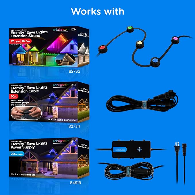 Enbrighten Eternity Permanent Outdoor Lights, 50ft, 32 Lights, Smart (Pack of 2)