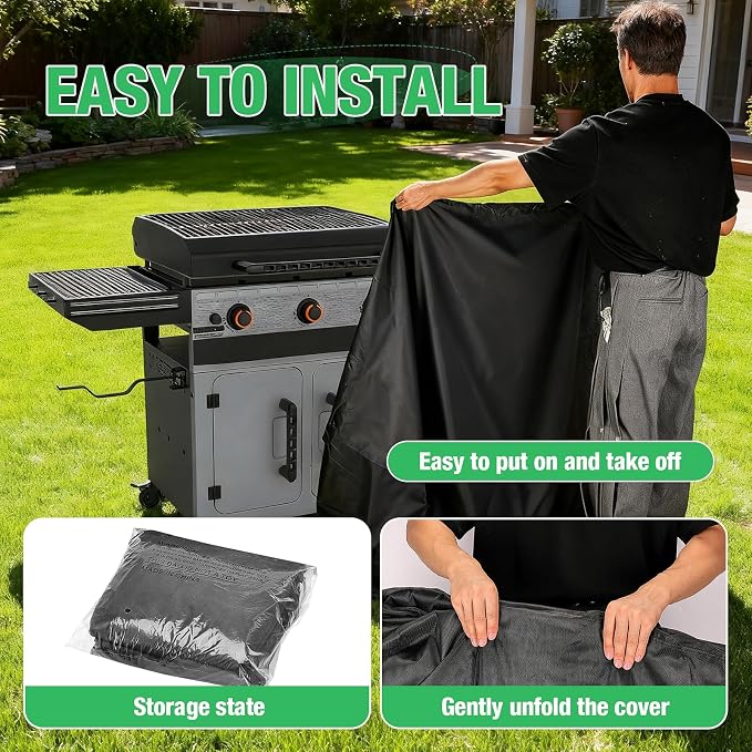 Grill Cover for Blackstone Bronco 28" XL Griddle w/Cabinet 2418 | Heavy Duty Waterproof Griddle Cover for 3 Burner Omnivore Griddle w/Hood 2316 2403 2080 2007 1858 2287 5483