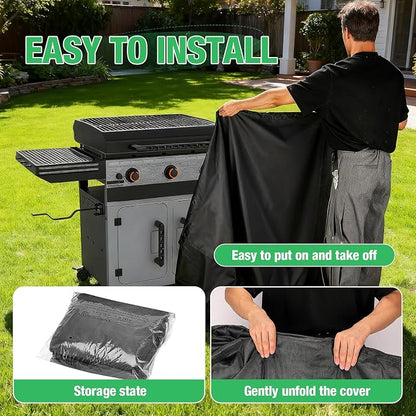 Grill Cover for Blackstone Bronco 28" XL Griddle w/Cabinet 2418 | Heavy Duty Waterproof Griddle Cover for 3 Burner Omnivore Griddle w/Hood 2316 2403 2080 2007 1858 2287 5483