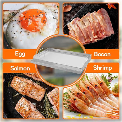 COZEER Stainless Steel Griddle 17＂×13＂, Nonstick Griddle for Gas Grill | Universal, Muti-Purpose, Pre-Seasoned, Upgrated, for Camping, Tailgating, Paties