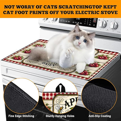 Multi-Design Stove Cover for Glass/Electric Stoves - 3-in-1 Heat-Resistant Protector Mat, Non-Slip Drying Rack 28"x20"