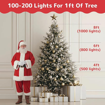PREXTEX 50 Count Clear Christmas Tree Lights - 10 ft Warm White String Lights with Green Wire - Indoor and Outdoor Mini Light for Christmas, Holiday Decorations, Trees, Fences, Patios and More