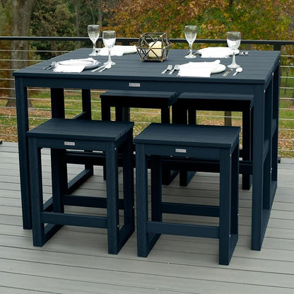 highwood Monroe 6-Piece Counter Height Modern Balcony Set, 2 Tables and 4 Stools, Federal Blue