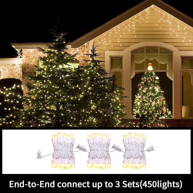 Christmas Lights 150 Count Mini Clear Valentines Lights 31.9ft White Wire Christmas Tree String Lights for Outdoor Indoor Christmas Decorations Wedding Valentines Day Decor,UL Certified