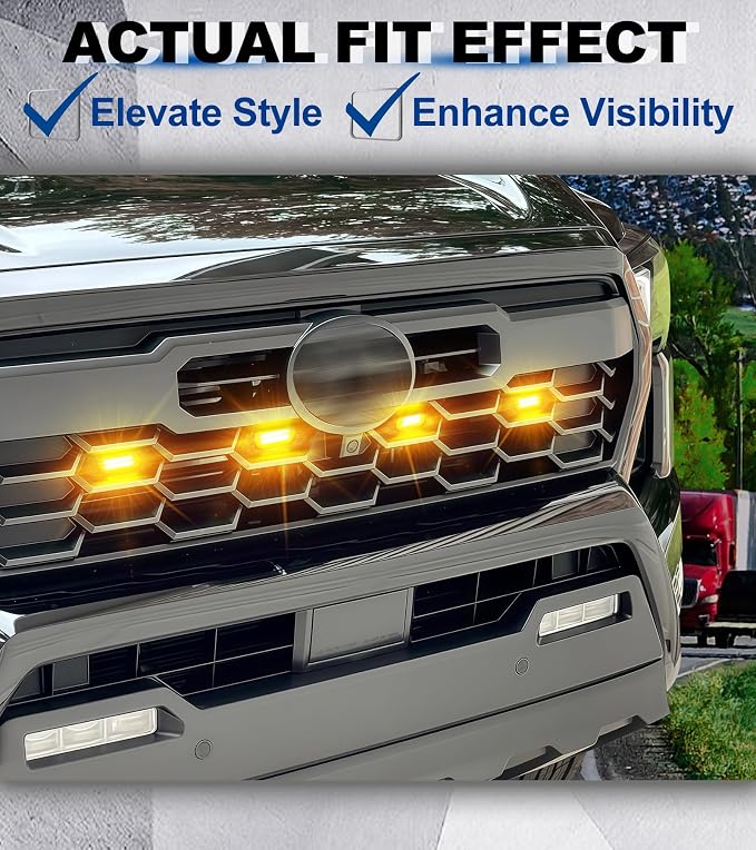 Grill Lights for Toyota Tacoma 2024-2026 Accessory TRD Sport Off Road,Amber | Direct-Snap Raptor Lights Tacoma 4th Gen Front Grille OEM-Style LED Design, IP68 Waterproof, Enhanced Night Visibility