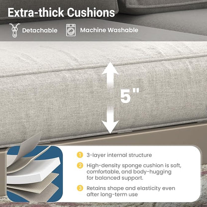 Wisteria Lane Metal Patio Furniture Sofa, All-Weather Outdoor Couch with Upgraded Cushions, Weather-Resistant Heavy Duty Modern Outdoor 2 Seats Sofa for Garden, Balcony, Deck, Backyard, Kahki Gray