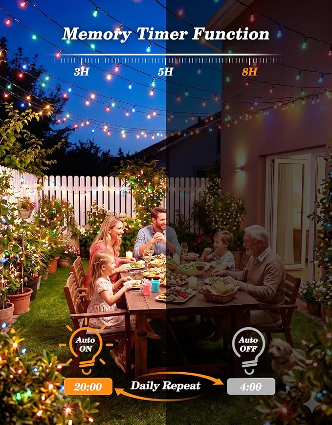 LitHome 2 Pack Solar String Lights Outdoor with Remote, Total 200LED 66FT | Solar Christmas Lights Waterproof, 8 Mode String Light for Xmas Patio Garden Party Yard Tree Decor, Warm White & Multicolor