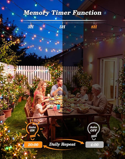 LitHome 2 Pack Solar String Lights Outdoor with Remote, Total 200LED 66FT | Solar Christmas Lights Waterproof, 8 Mode String Light for Xmas Patio Garden Party Yard Tree Decor, Warm White & Multicolor