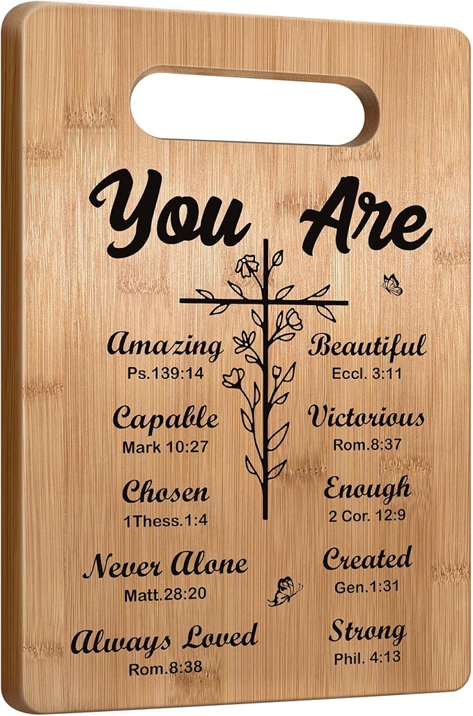 First Communion Gifts, Christian Gifts Religious Gifts for Women, Inspirational Gifts with Prayers, Christmas Cutting Board Gifts for Women Friend - You Are Beautiful