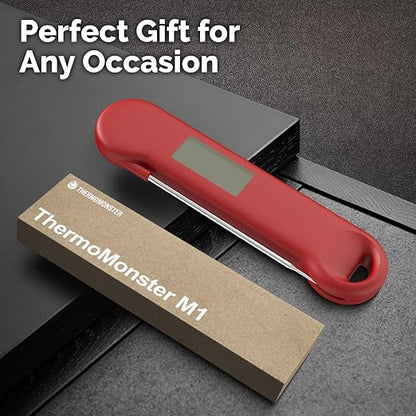 0.5 Sec Instant Read Grill Meat Thermometer Digital Food Cooking BBQ, Red | ±0.5°F Precision, Auto Flip Digital LCD Display, Ideal For Meat, Candy, Grill, BBQ, Food Thermometer for Kitchen Gadgets