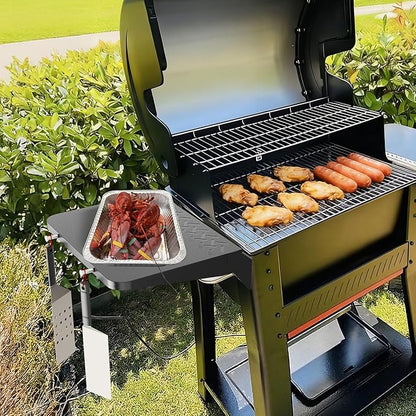 DELSbbq Side Table for Weber Searwood 600/600XL Pellet Grills,Heavy-Duty BBQ Prep Station Folding Side Table for Weber Searwood 600 Accessories