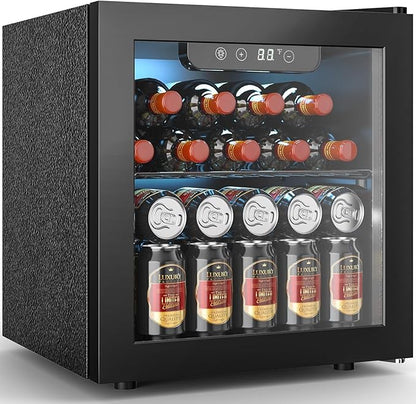 Electactic Wine Fridge Freestanding Counter-top 12 Bottles, 50 Cans Wine Cellar Drink Cooler for Soda, Canned Beer, Adjustable Digital Temperature Control for Home Dorm Office, Black