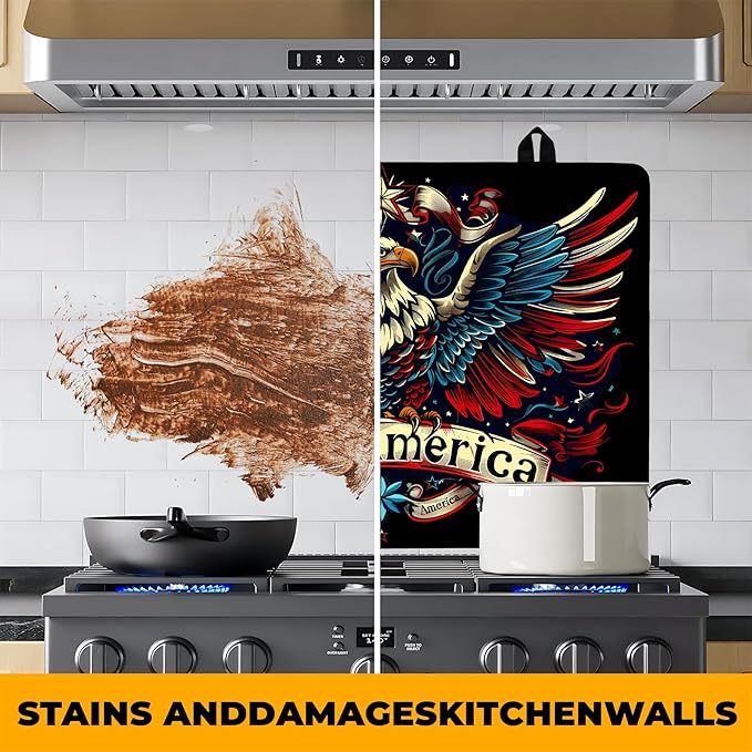 Patriotic Stove Top Cover, Heat Resistant Electric Stove Protector Mat, Large Diatomite Kitchen Counter Mat, Independence Day Decor American Flag Kitchen Accessory (eagle, 28x20 Inch)