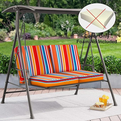 NettyPro Patio Chair Seat Cushion Covers Set 4 Water Repellent UV Resistant Outdoor Furniture Cushion Slipcover with Zipper and Tie, 22 x 20 x 4 Inch, Stripes Multicolor