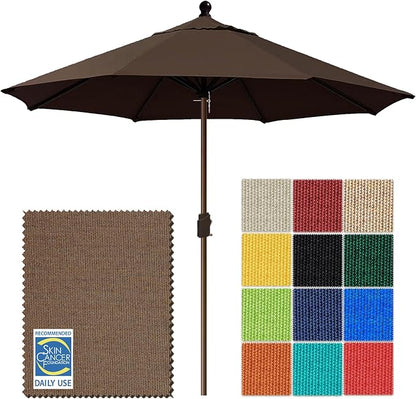 EliteShade USA 10-Year-Non-Fading 10Ft Market Patio Umbrella, UPF 50+ UV Protection Performance Sun Umbrella, Heavy Duty Commercial Grade Outdoor Table Umbrella with Crank, Windproof Vented Top for Garden, Pool, Deck and Outdoor Playsets, No Tilt, Ches...