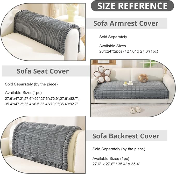 OstepDecor Couch Cover for Dogs, Washable Non Slip Sofa Cover for Pets | Soft Couch Covers for Sofa, Loveseat and Sectional, Furniture Protector Against Pet Hair & Dirt (35.4" x 70.9", Dark Grey)