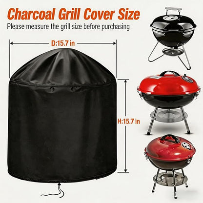 Charcoal Grill Cover for Cuisinart CCG190RB,Round Portable Charcoal Grill Cover for Weber Smokey Joe 14,Waterproof Portable Barbecue Grill Cover for GasOne 14