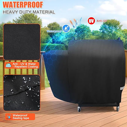 Grill Cover for Recteq RT-590 and Deck Boss 590, 45 x 22 x 41 in 600D Outdoor Pellet Grill Cover, Weather-Resistant BBQ Smoker Cover for Rain, Sun, Dust and Leaves