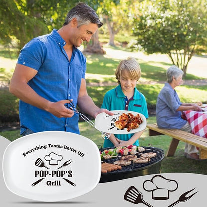 R HORSE Melamine Grill Platter Gift, BBQ White Oval Serving Tray Plate | Christmas, New Year, Birthday Gift for Dad Grandpa Men, Ideal for Appetizer, Dessert, Salad, Outdoor Indoor Cooking Party