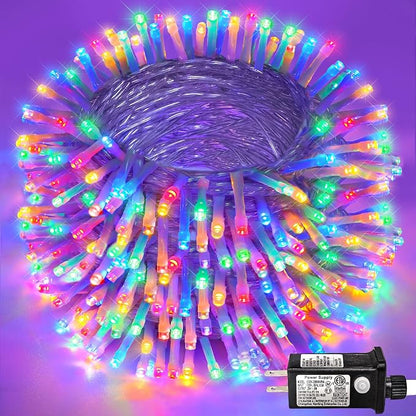 131FT 400 LED Outdoor String Lights, Multicolor Christmas Lights Indoor | Plug in Waterproof 8 Modes Clear Wire String Twinkle Lights for Bedroom Outside Patio Yard Xmas Party Holiday Decorations