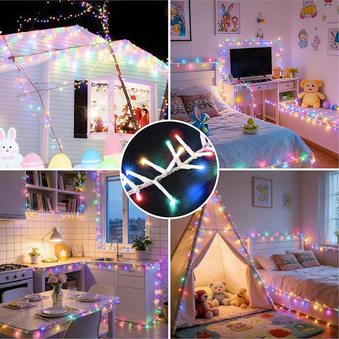 46ft 500 LED Easter String Lights Plug in, Pastel Twinkle Fairy Lights, 16 Modes Waterproof Easter Outdoor Lights, Colored String Lights for Christmas Tree Indoor Outdoor Spring Decorations