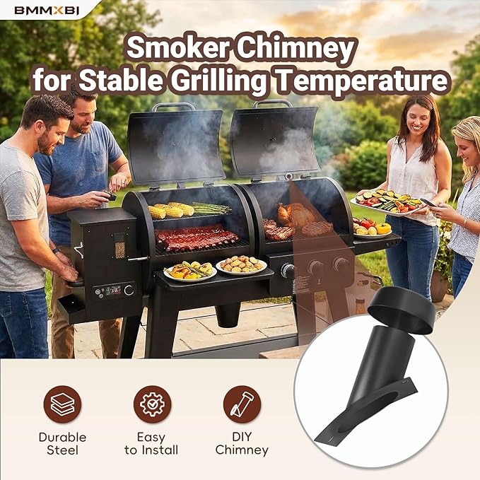 Grill Smoke Stack for Pit Boss PB1230 Series Smoker Chimney Replacement Wood Pellet Smoking Grill Part for Pit Boss PB1230SP