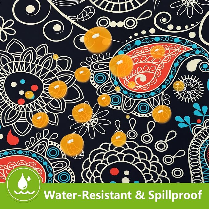 Smiry Spandex Fitted Tablecloth for 6 Foot Rectangle Tables, Washable Picnic Table Cover with Elastic, Stretch Reusable Table Cloth for Outdoor, Camping, Dining & Kitchen (Black Paisley, 30"x72")