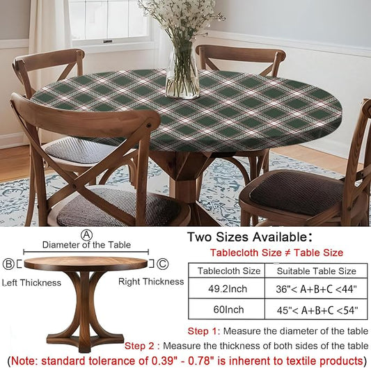 opstellen Fitted Round Tablecloth Waterproof Table Cloth Vinyl Indoor Outdoor Circle Cover for 36-44" Tables Dining Kitchen Apartment Home Party Gear Gifts Summer Fall Patio Picnic Camping Essentials